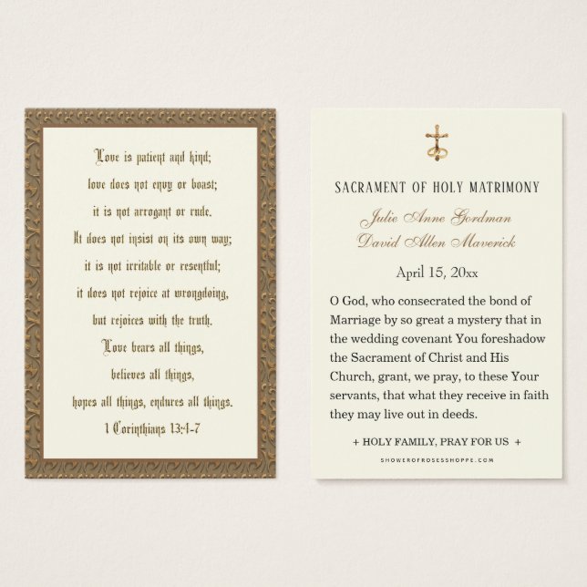 Tarjeta de Verso de las Escrituras para Boda Crist (Anverso y reverso)