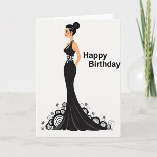Tarjeta de vestido de cumpleaños elegante