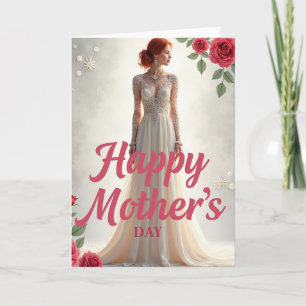 Tarjeta de vestido de día de la madre elegante