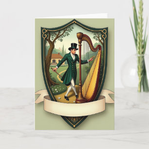Tarjeta de vestido verde melodía elegante