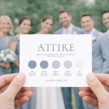 Tarjeta de vestimenta de boda azul polvoriento