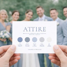 Tarjeta de vestimenta de boda azul polvoriento