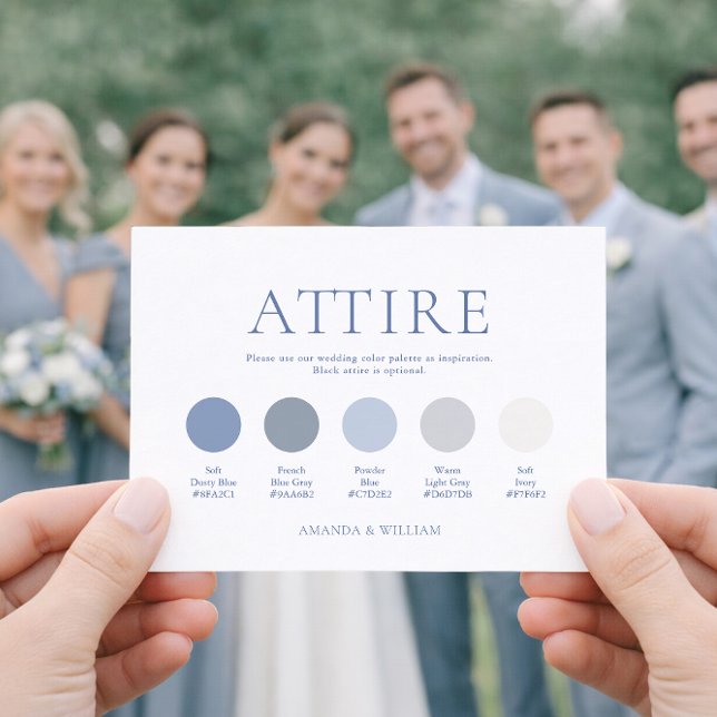 Tarjeta de vestimenta de boda azul polvoriento (Subido por el creador)