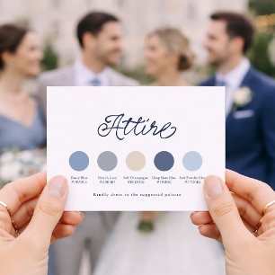 Tarjeta de Vestimenta de Boda Azul Polvoriento