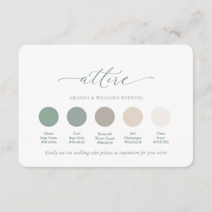 Tarjeta de Vestimenta de Boda Clásica Verde Salvia