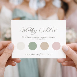 Tarjeta de vestimenta de boda elegante con paleta 