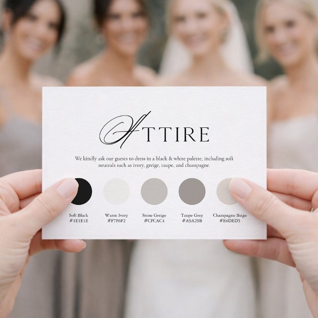 Tarjeta de vestimenta de boda en negro y blanco (Subido por el creador)