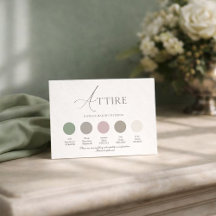 Tarjeta de vestimenta de boda en verde salvia