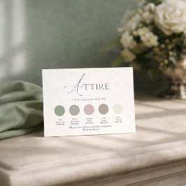 Tarjeta de vestimenta de boda en verde salvia