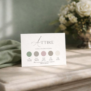 Tarjeta de vestimenta de boda en verde salvia