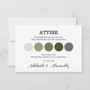 Tarjeta de vestimenta de boda verde bosque rústico