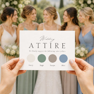 Tarjeta de Vestimenta de Boda Verde Salvia