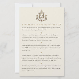 Tarjeta de vestimenta para invitados a boda católi