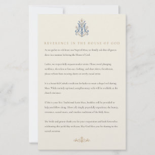 Tarjeta de vestimenta para invitados a boda católi