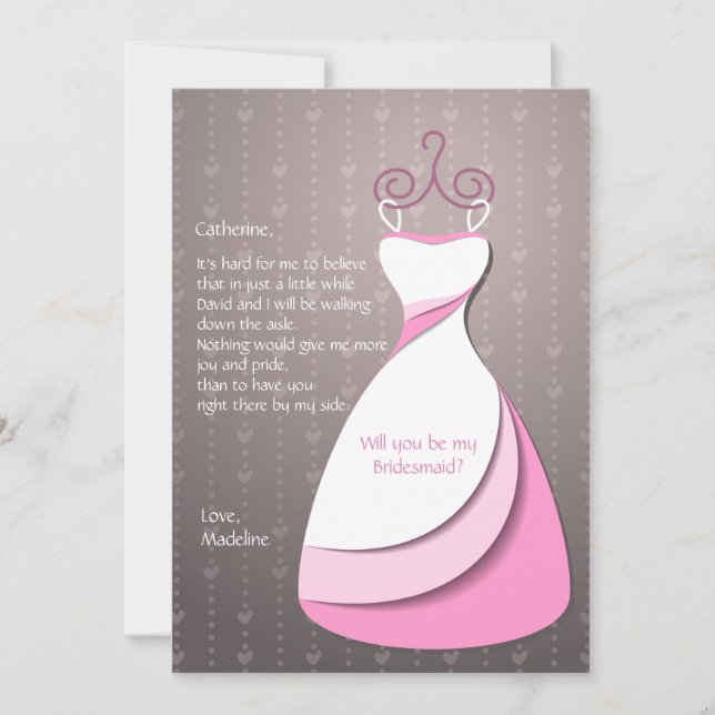 Tarjeta de vestir para dama de honor (Anverso)