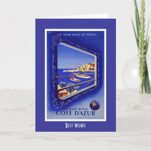 Tarjeta de viaje antigua tren Francia Cote D'azur