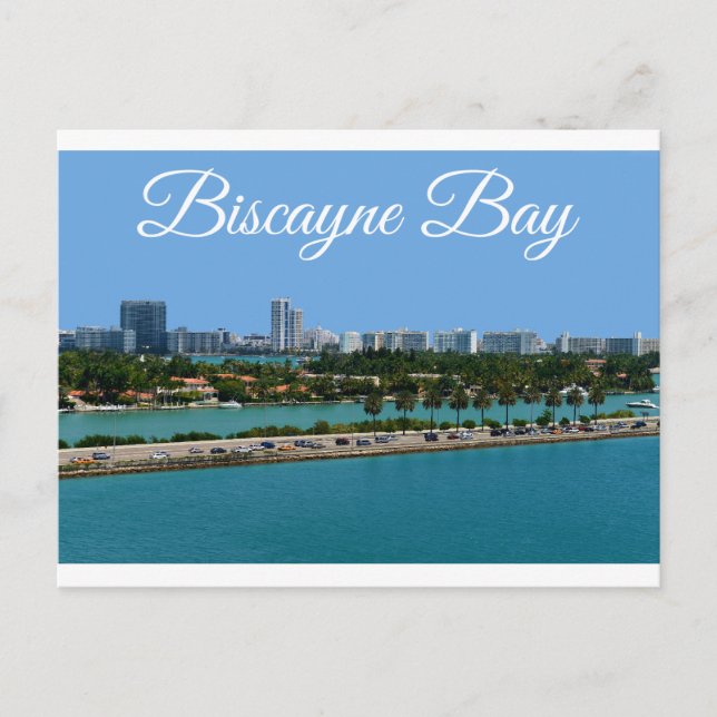 Tarjeta de viaje de Biscayne Bay Miami Beach Flori (Anverso)