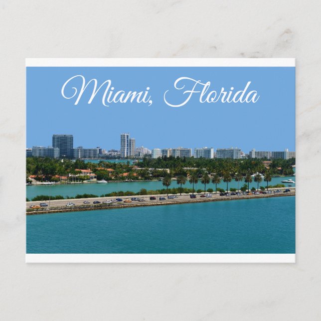 Tarjeta de viaje de Biscayne Bay Miami Beach Flori (Anverso)