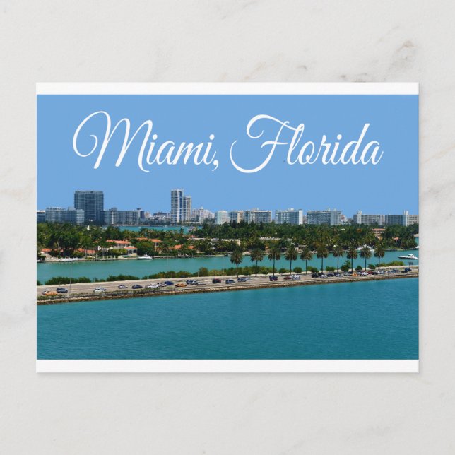 Tarjeta de viaje de Biscayne Bay Miami Beach Flori (Anverso)