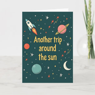 Tarjeta de viaje de cumpleaños cósmico