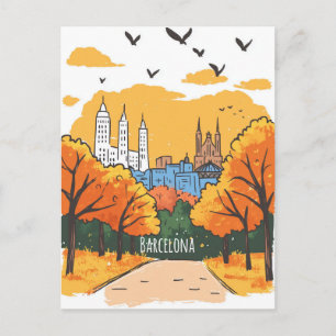 Tarjeta de viaje de otoño en Barcelona
