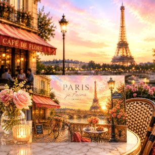 Tarjeta de viaje de París Francia acuarela puesta