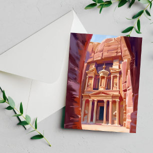 Tarjeta de viaje de pintura de Petra Jordania