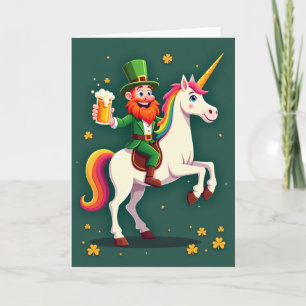 Tarjeta de viaje del unicornio duende afortunado
