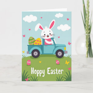 Tarjeta de viaje en camión de Pascua feliz