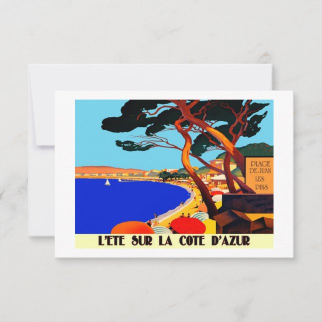 Tarjeta de viaje francesa Vintage Cote D'Azur (Anverso)
