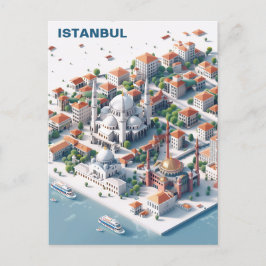 Tarjeta de viaje isométrica de Estambul
