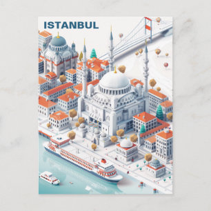 Tarjeta de viaje isométrica de Estambul