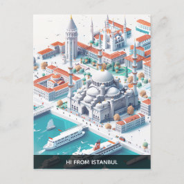 Tarjeta de viaje isométrica de Estambul