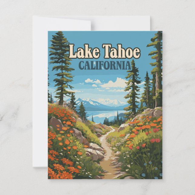 Tarjeta de viaje retro del lago Tahoe California N (Anverso)
