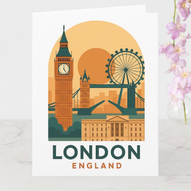 Tarjeta de viaje vintage Londres Inglaterra - Retr (Orquídea)
