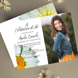 Tarjeta de vida con foto de margarita blanca