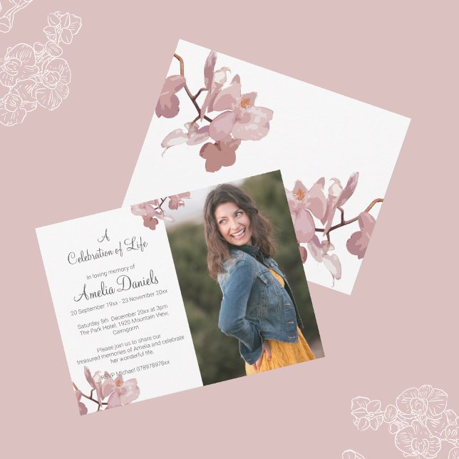 Tarjeta de vida con foto de orquídea rosa (Subido por el creador)