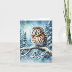 Tarjeta de vida silvestre del bosque invernal sere