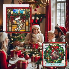 Tarjeta de vidrio con manchas de navidad
