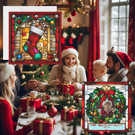 Tarjeta de vidrio con manchas de navidad
