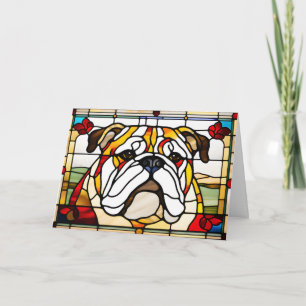 Tarjeta de vidrio emplomado de bulldog lindo