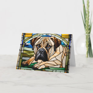 Tarjeta de vidrio emplomado de Bullmastiff lindo
