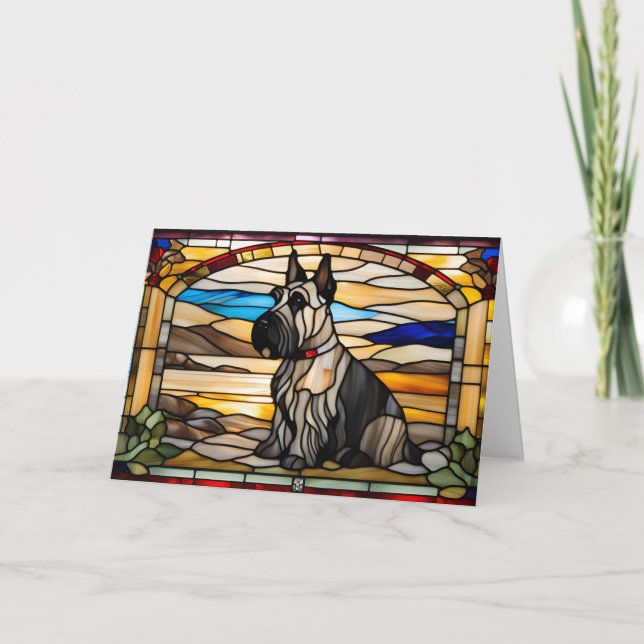 Tarjeta de vidrio emplomado de lindo Terrier Escoc (Anverso)