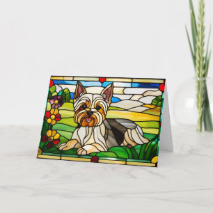 Tarjeta de Vidrio Emplomado de Yorkie Adorable