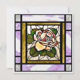 Tarjeta de vidrio manchado de Rosa de oro Art Deco