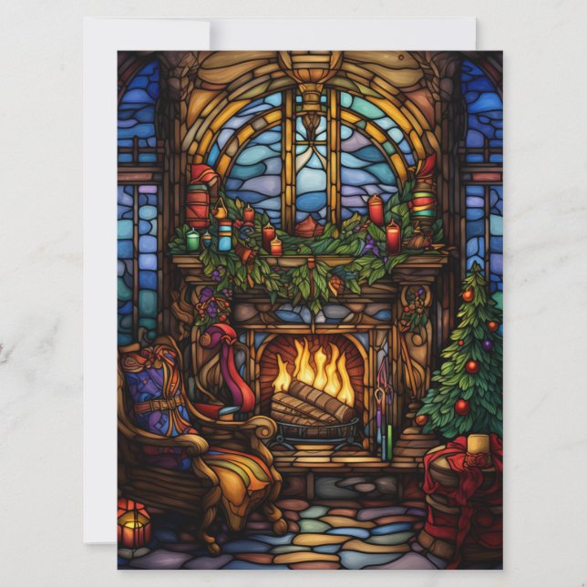 Tarjeta de vidrio manchado para navidades (Anverso)