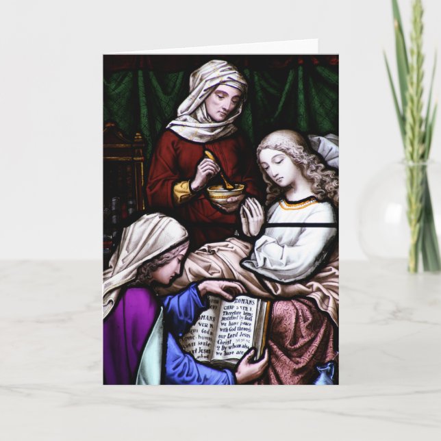 Tarjeta de vidrio manchado para romanos 5:1 (Anverso)