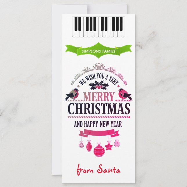 Tarjeta de villancicos de Año Nuevo Feliz para nav (Anverso)