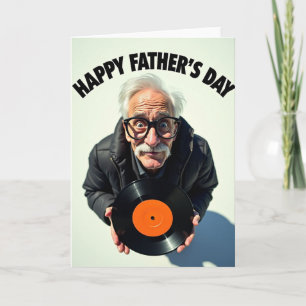Tarjeta de vinilo del Día del Padre jubiloso