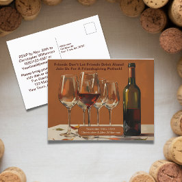 Tarjeta de vino de Friendsgiving elegante y pintad